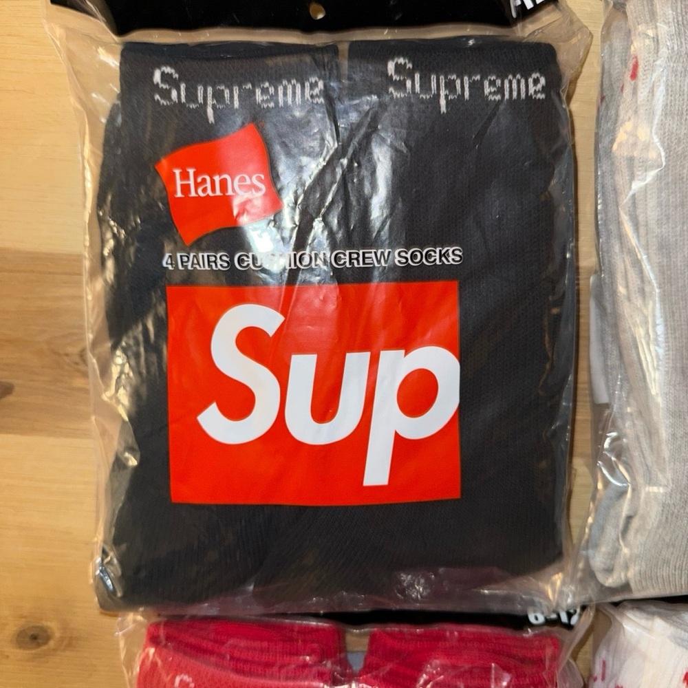 Hanes X Supreme Black Cushion Crew Socks- 4 Pair Pack